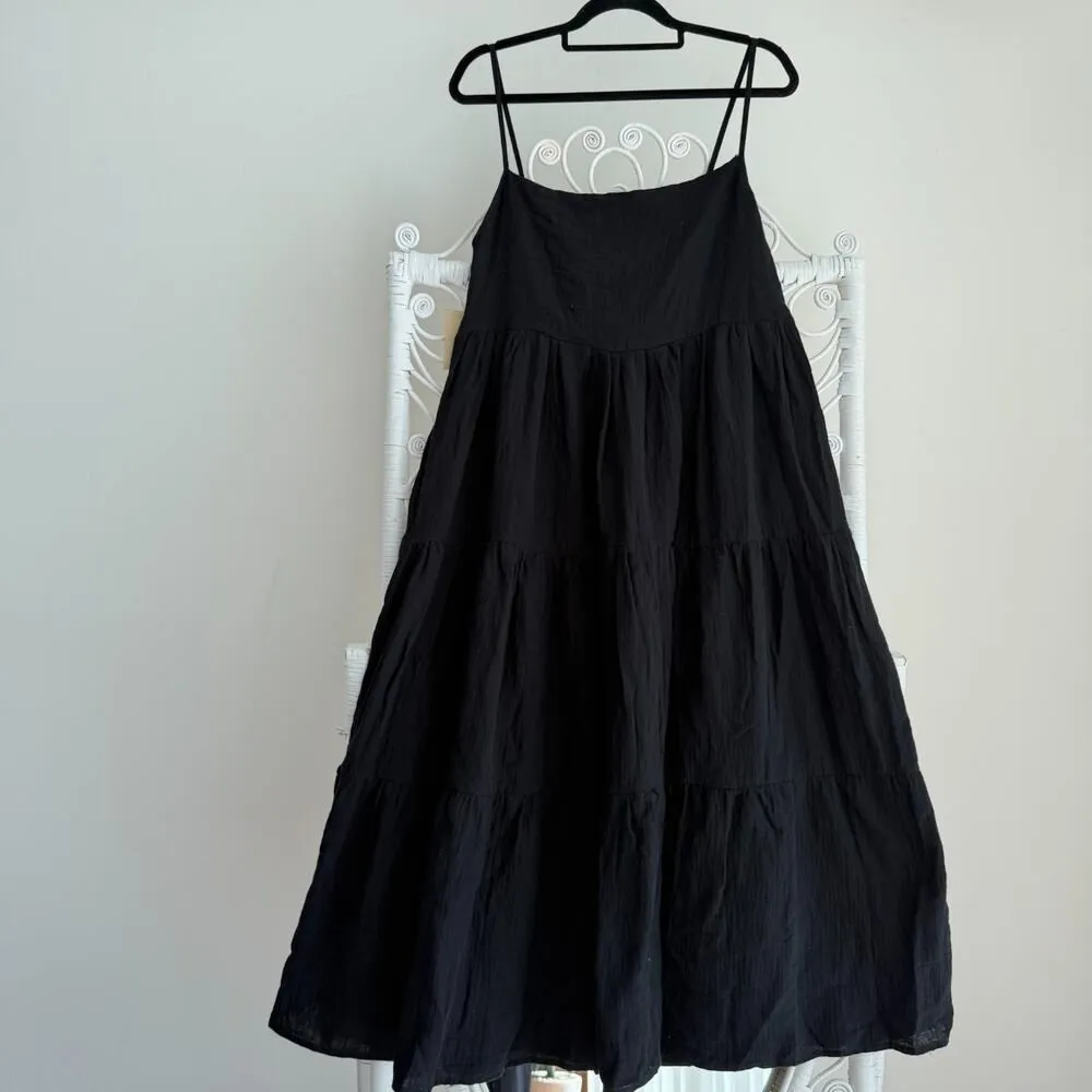 Fordays Dress XL Black Tiered Cami Organic Cotton Gauze Boho Lagenlook Flowy - Image 4