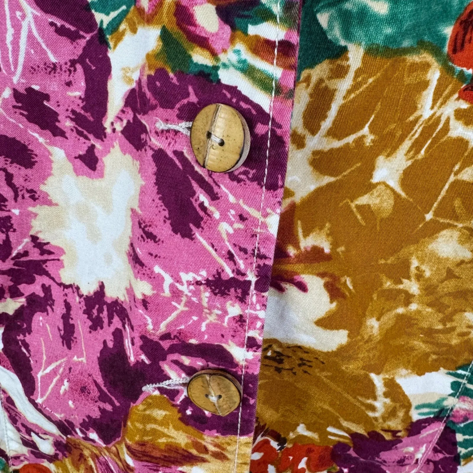 Coldwater Creek Floral Button Front Jacket Large Colorful Boho Cotton Artsy - Image 2