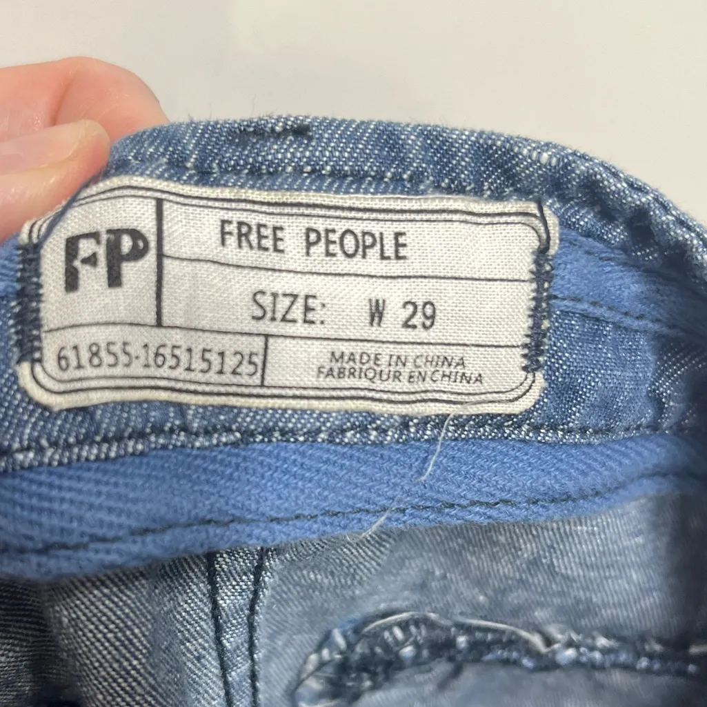 Free People Island Vibes Discharge Trousers pant Island Blue size 29 boho - Image 7