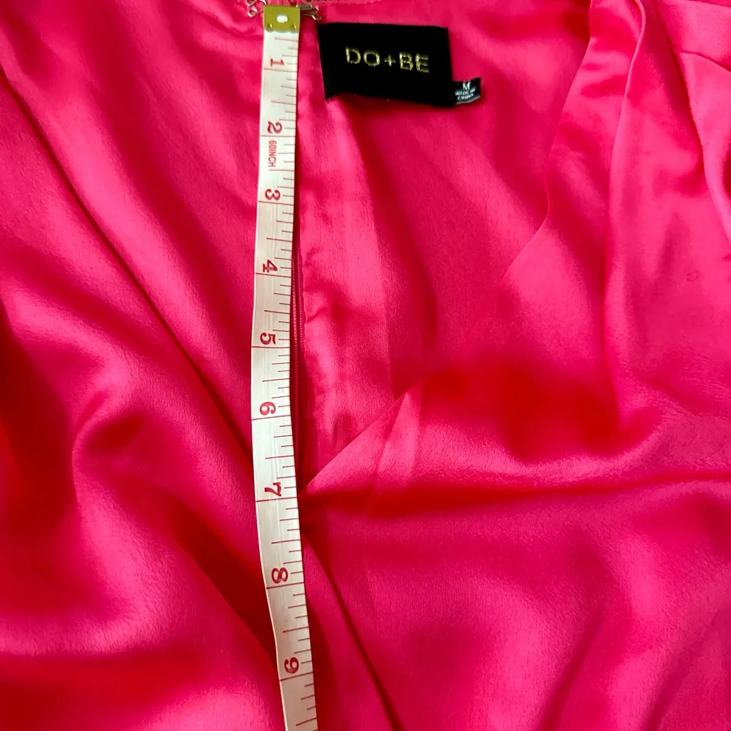 Do + Be Satin Pink Belted‎ Mini Dress size M - Image 5