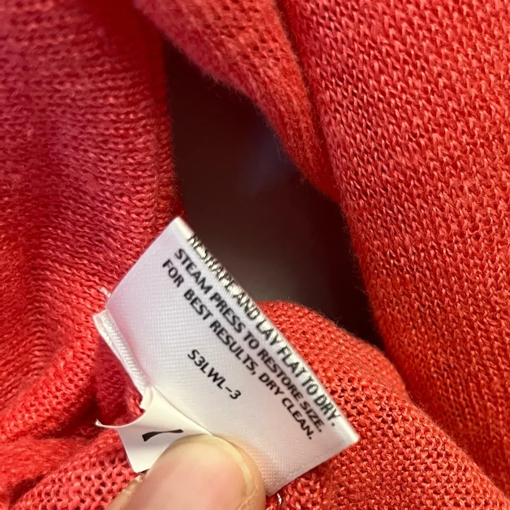 Eileen Fisher Top Coral Pink Lightweight 100% Linen Knit 3/4 Sleeves Sz L EUC - Image 7