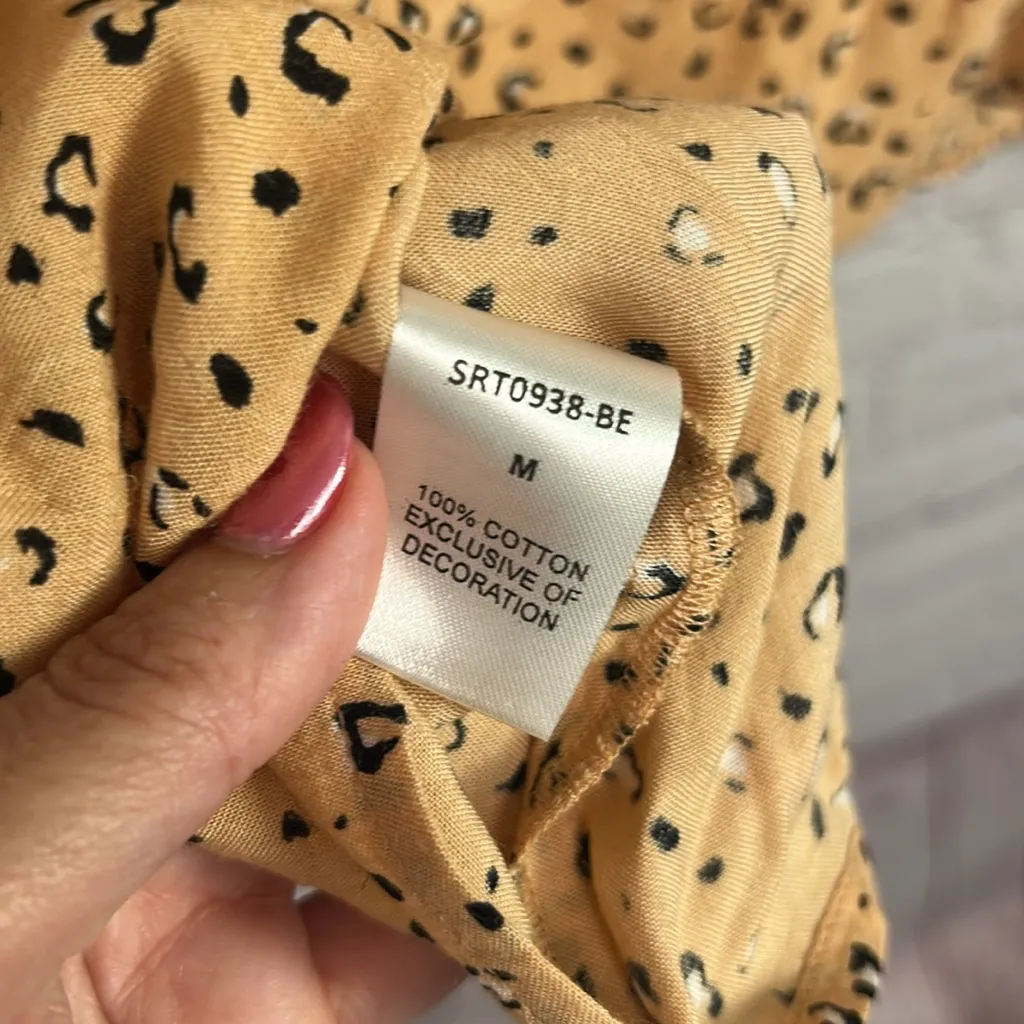 THML New mob wife leopard print ruffle sleeve Cora top size Small old money - Image 9