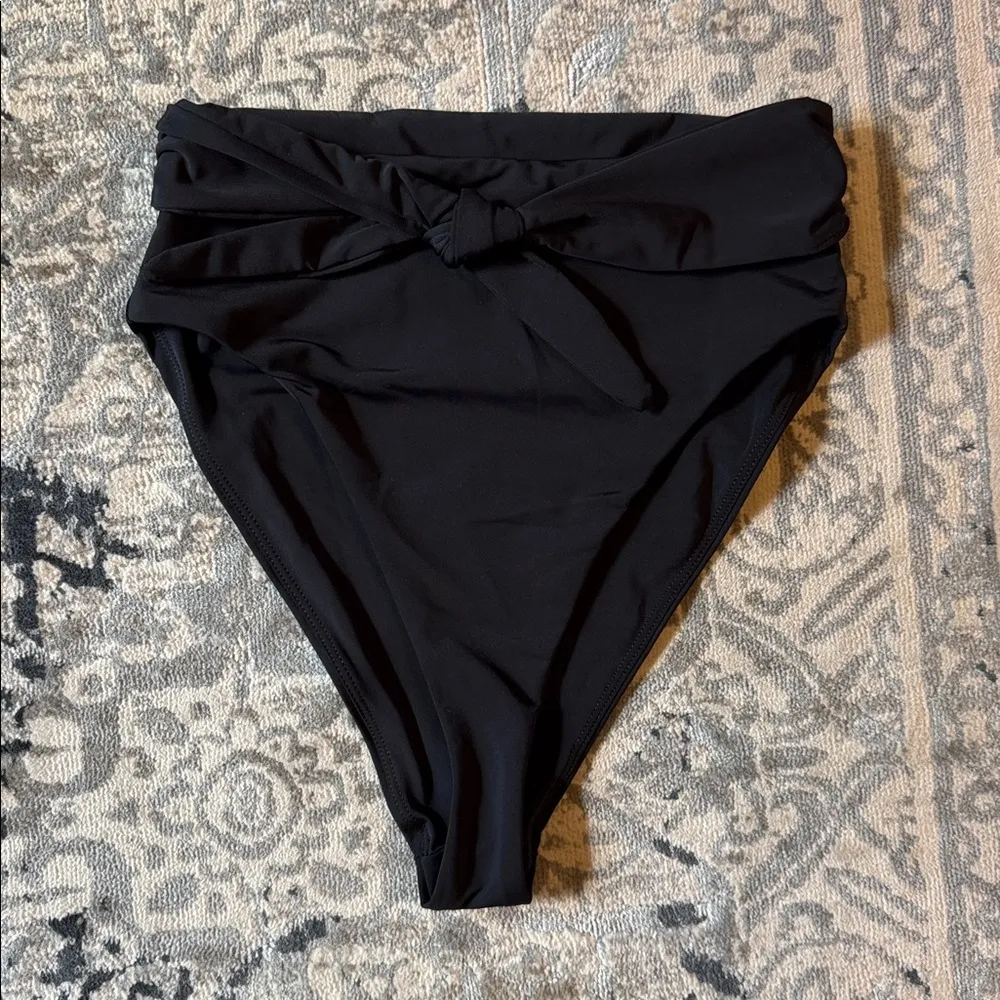 Mara Hoffman Goldie High Waisted Tie Front Bikini Bottom in Black Size XS NEW - Image 3