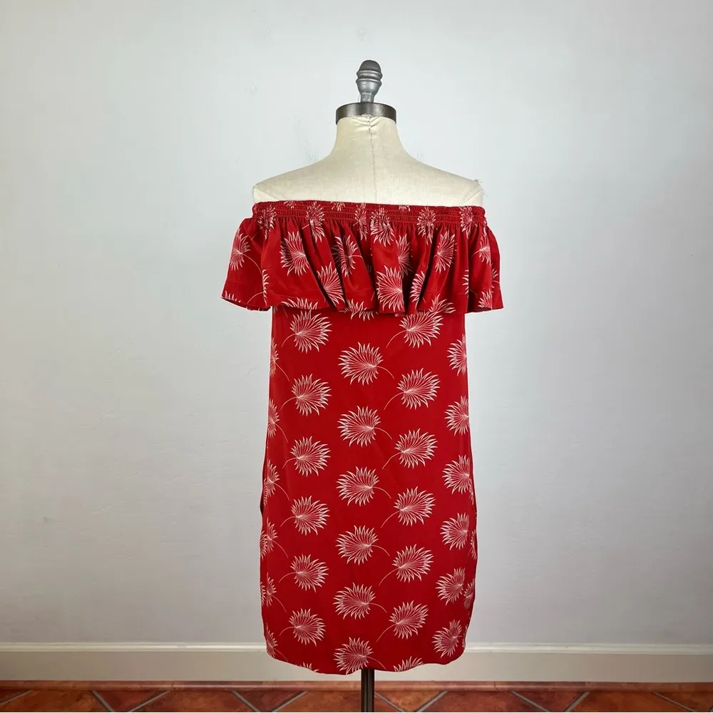 Madewell Palm Flower Off Shoulder Silk Dress - Image 6
