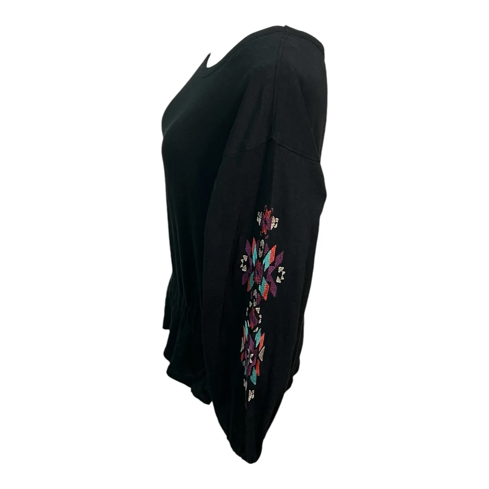 WRANGLER‎ Retro Aztec Women's Gathered Waist Embroidered Sleeve Top Medium NWT - Image 4