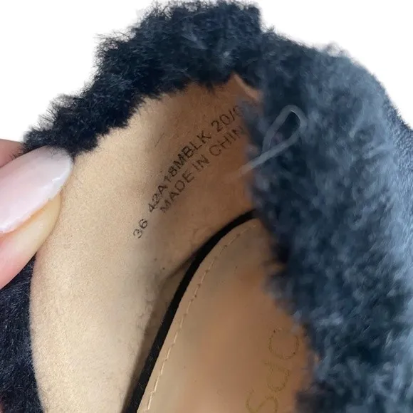 Topshop Ali Black Faux Fur D'orsay Flat Size EU 36/ US 5.5‎ New - Image 4