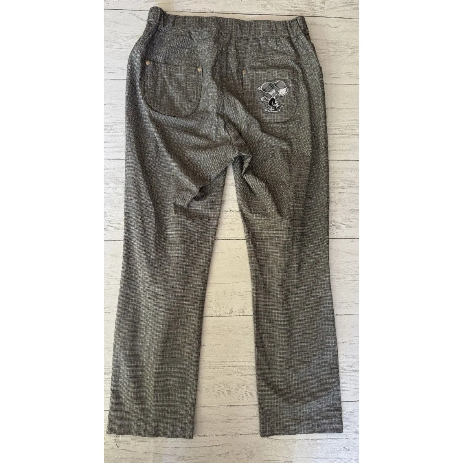James Golf Wear Grand Slam Plaid Women’s Golf Pants Embroidered Snoopy Size 8 Black - Image 9