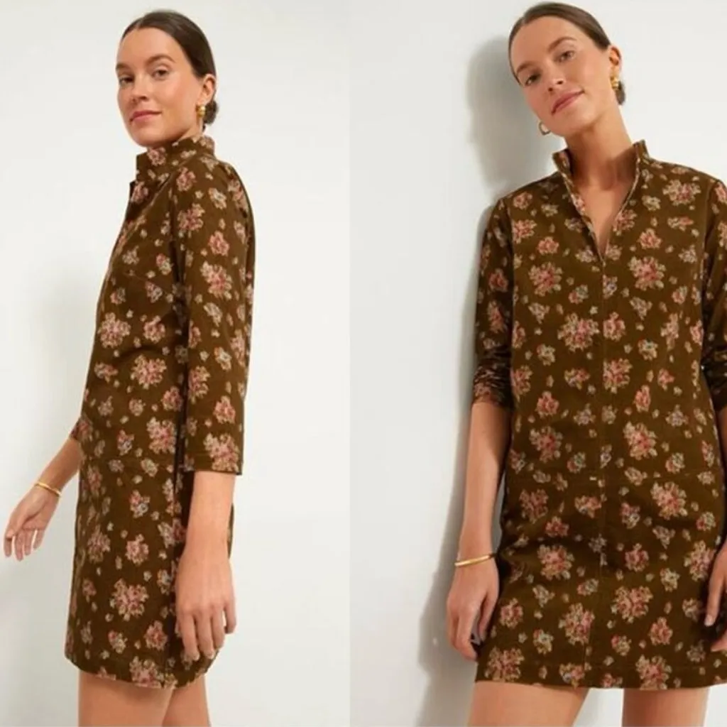 Tuckernuck NEW Hazel Bouquet Corduroy Clifton V-neckline Mini Dress XS - Image 2