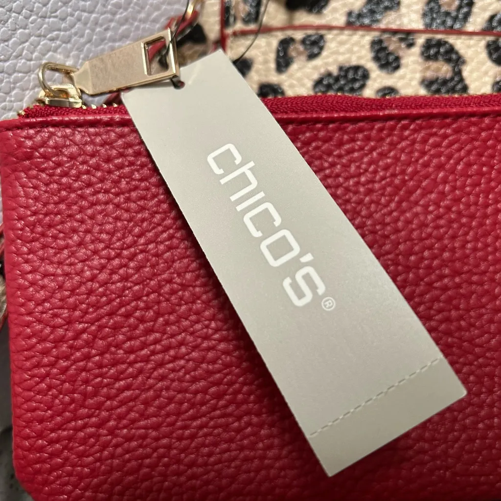Chico's Animal Print Wristlet with Red Insert - Image 4