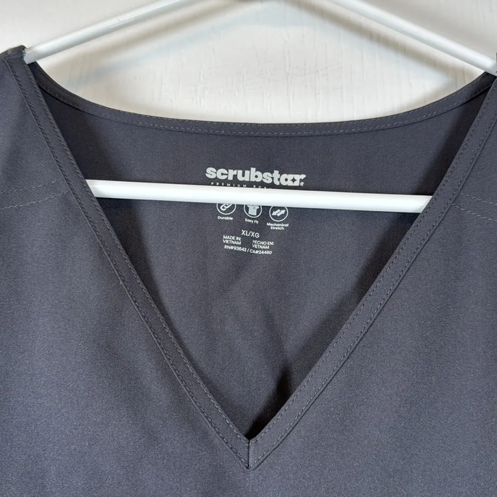 Scrubstar Gray V-Neck 4 Pocket Scrub Top Pharmacist Doctor Nurse Surgeon Size XL - Image 5