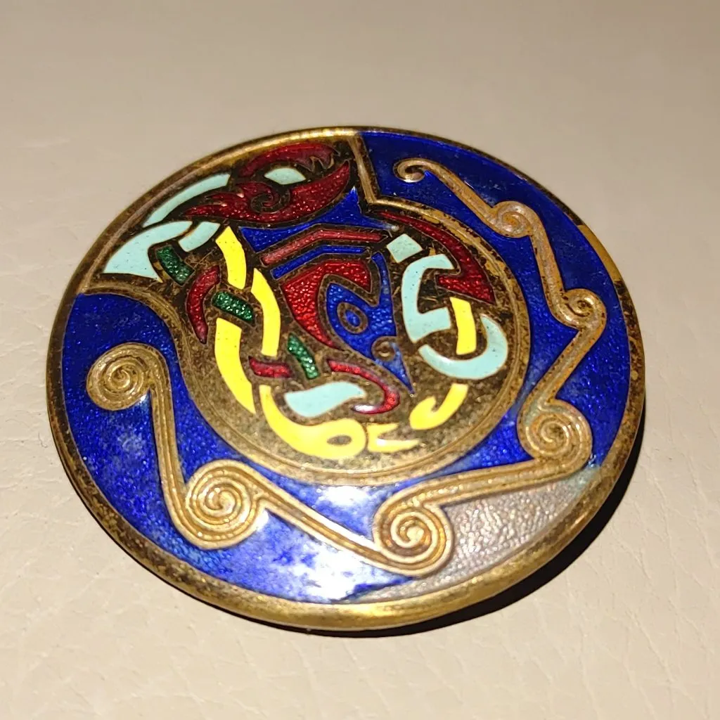 Brooch Book of Kells Tara Ware Celtic Irish Enamel Pin Handcrafted Art Nouveau Blue Size 2 - Image 5