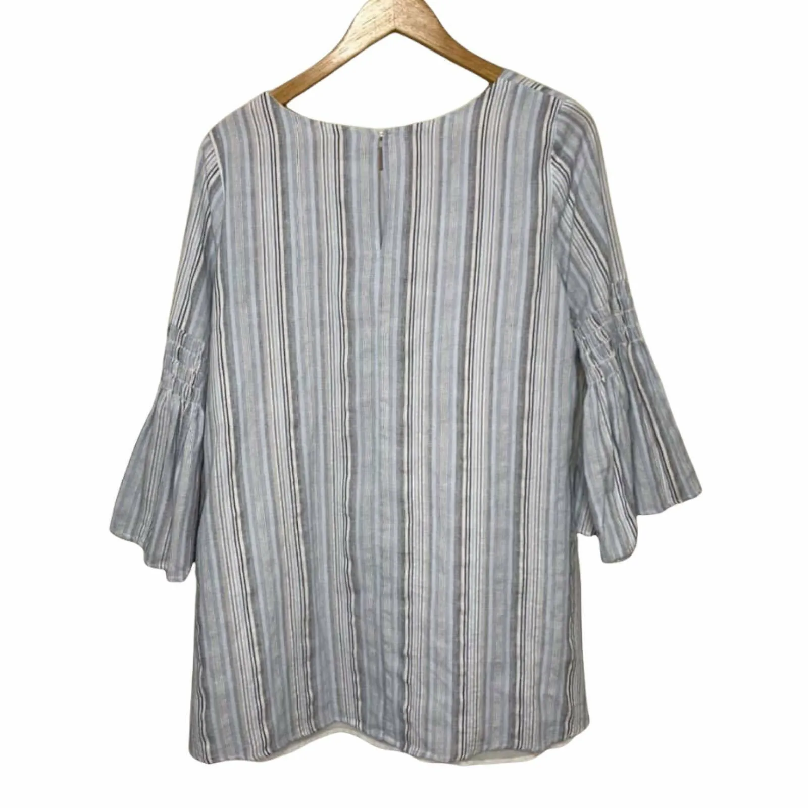 Entro Blue Striped Bell Sleeves Mini Dress Size Small‎ - Image 3