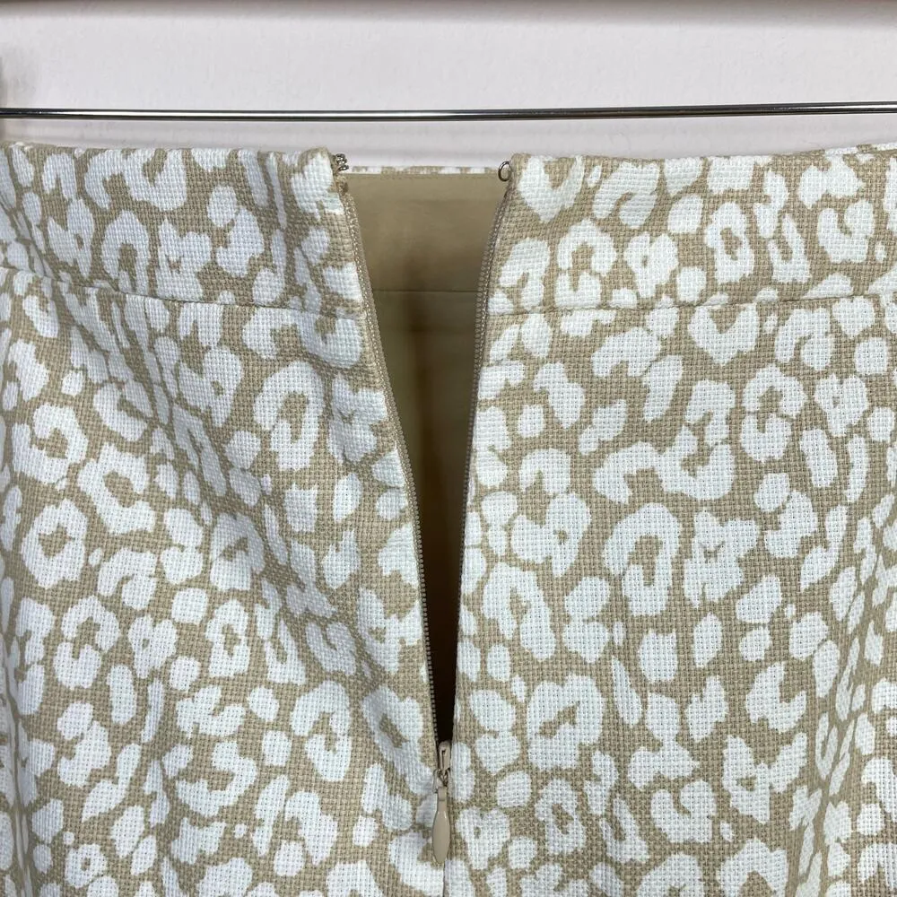 J Crew Cotton Basketweave Tan Khaki Leopard Print Pencil Skirt womens 18 new - Image 7