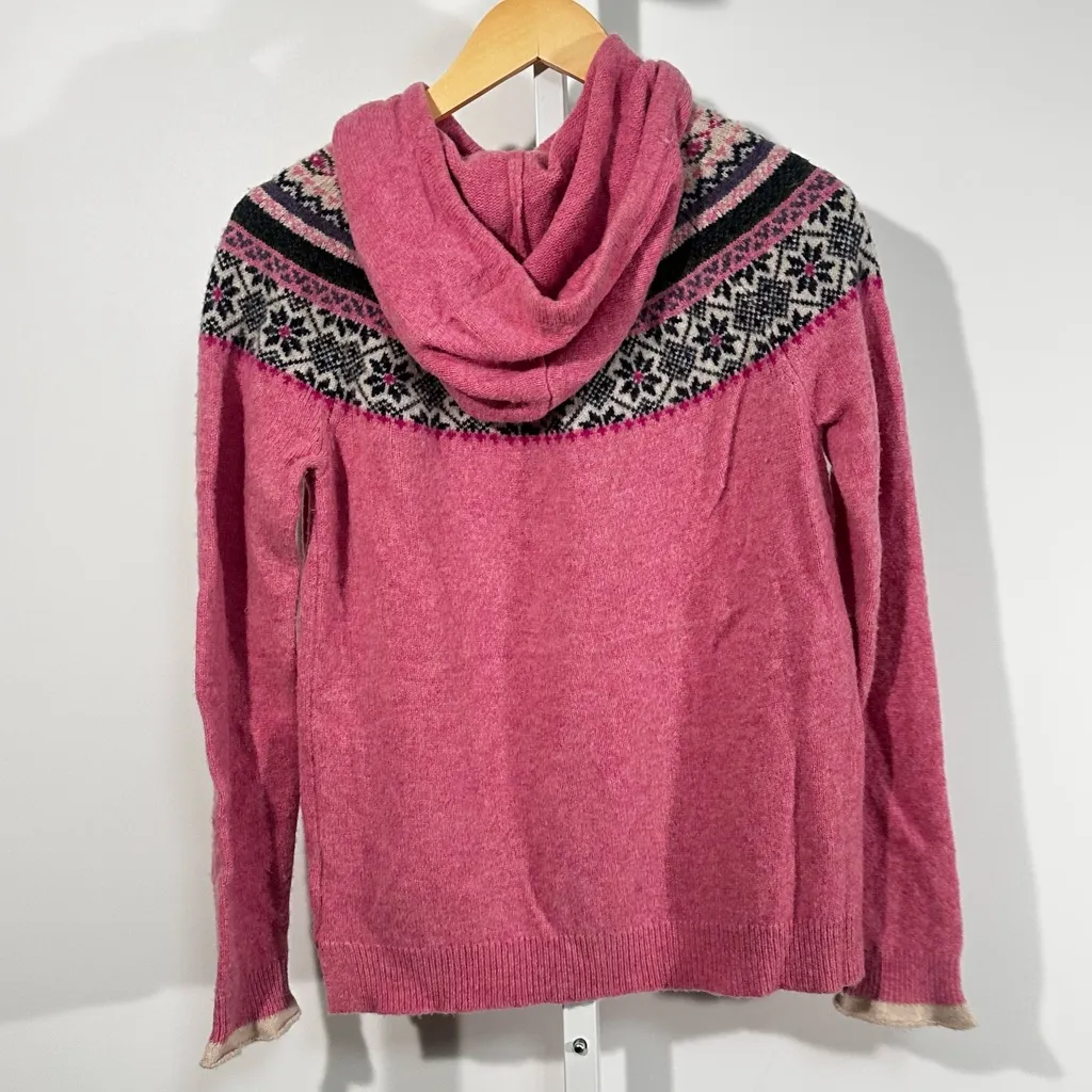 Tabitha Webb Wool Fair Isle Hoodie Sweater Women’s Small Pink Nordic Knit - Image 2