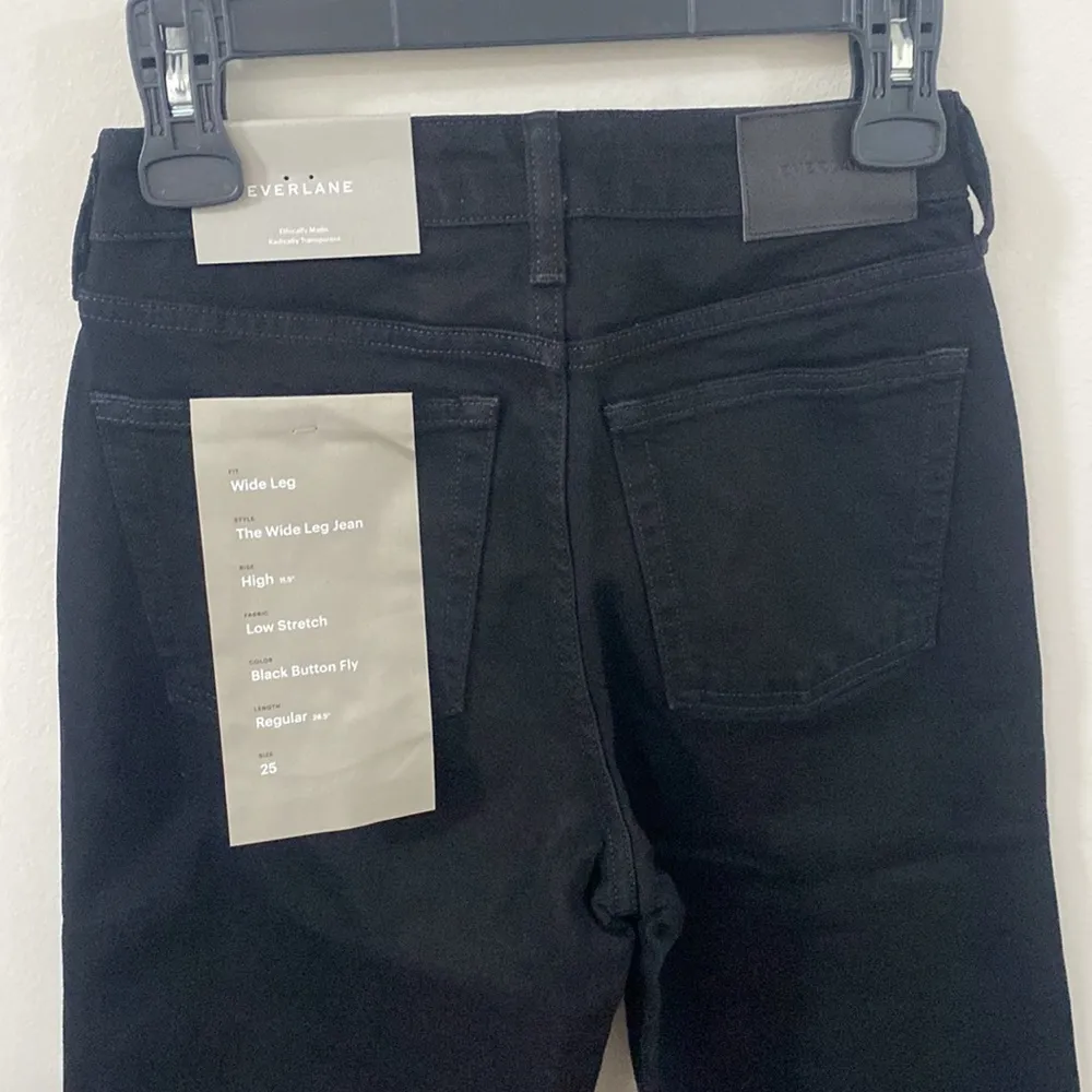 Everlane The Button-Fly Wide-Leg Black Jean size 25 - Image 6