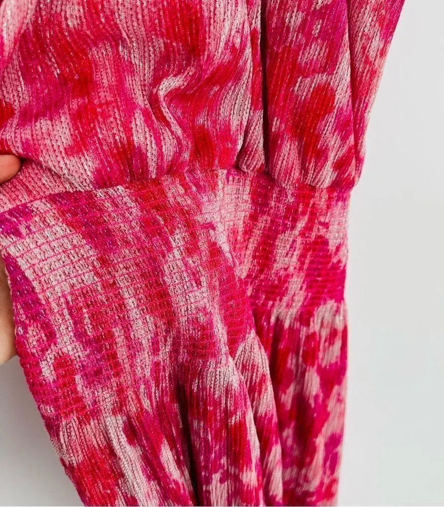 Ramy Brook Alexa Metallic Floral Blouson Midi Dress Rose Pink Women's Small NEW - Image 8