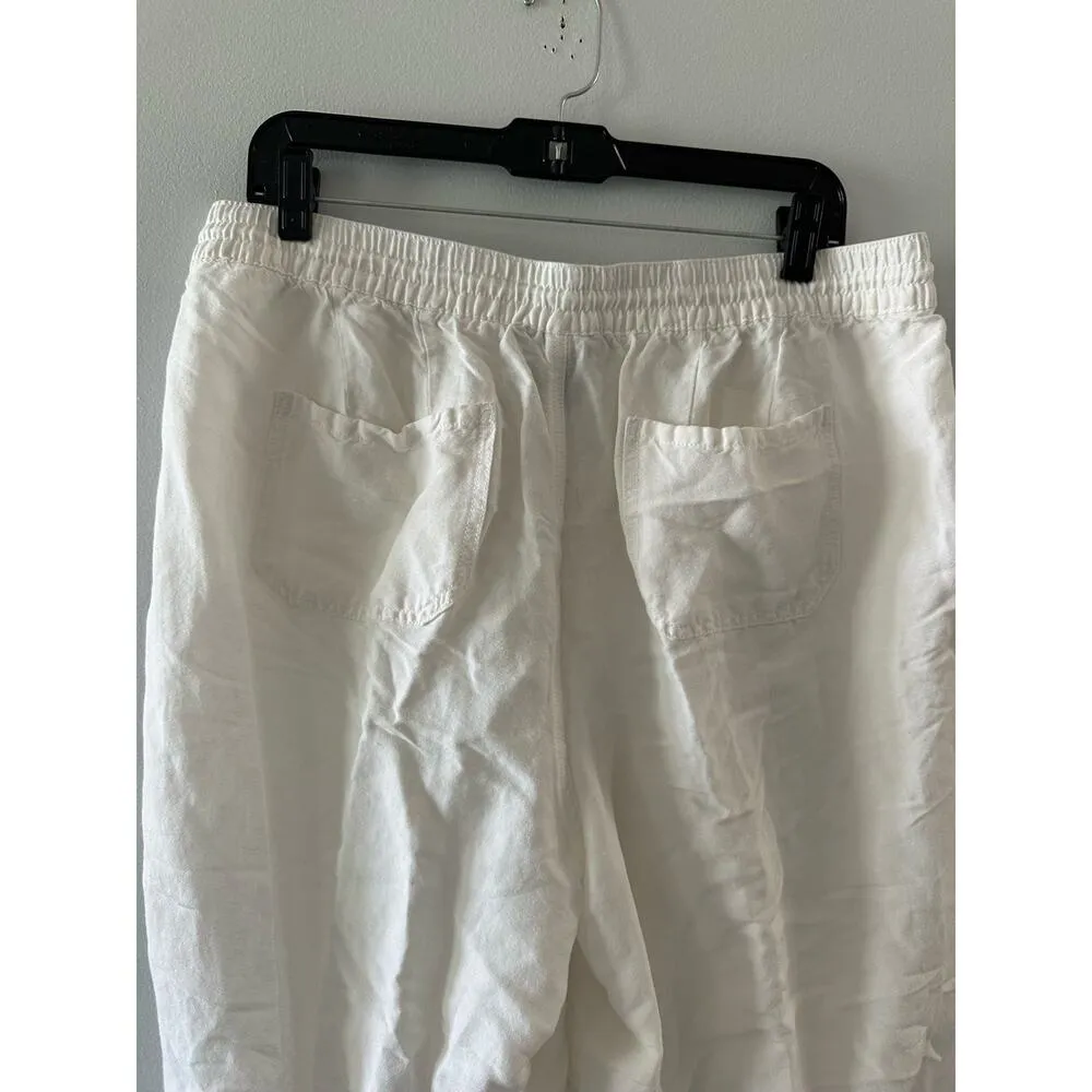 Lane Bryant Pants Women's 14/16 White Linen Drawstring Coastal Beachy Lagenlook - Image 5
