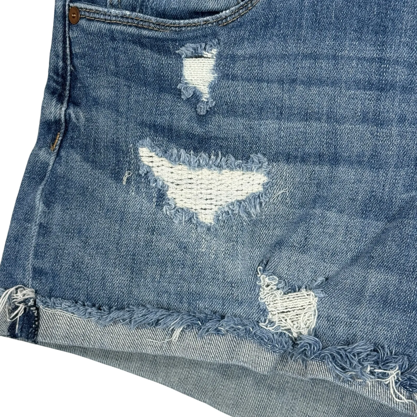 Blank NYC SZ 29 The Fulton Jean Shorts Distressed Zip-Fly Frayed Pockets Cuffed - Image 2