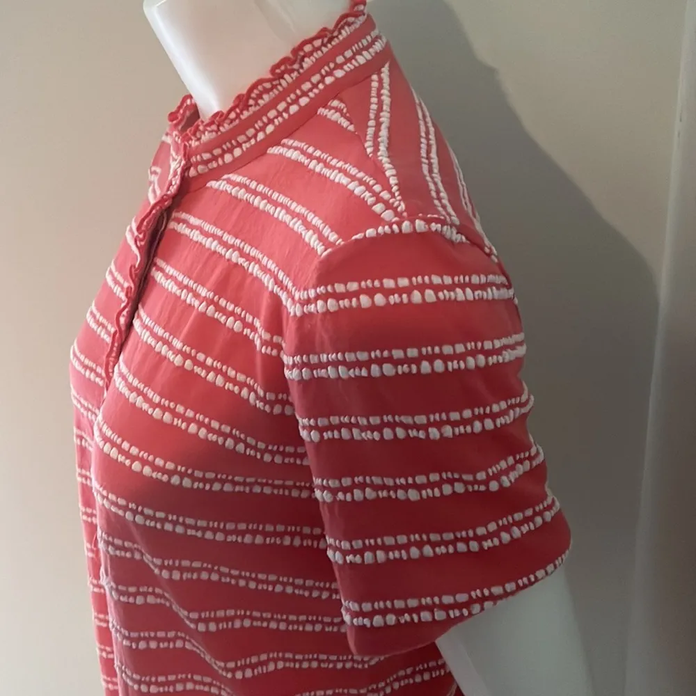TORY BURCH coral and white stripe tee medium - Image 4