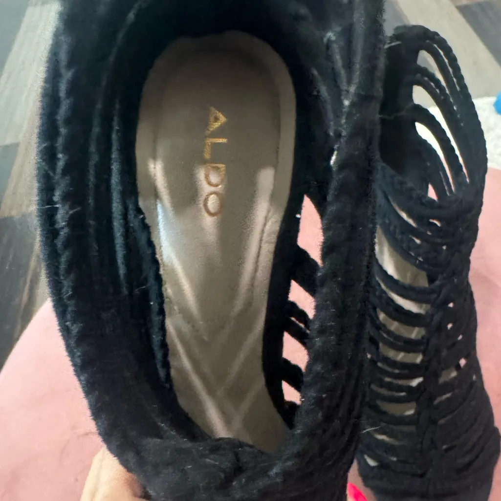 Aldo Elegant Black Braided High Heel Sandals - Image 5