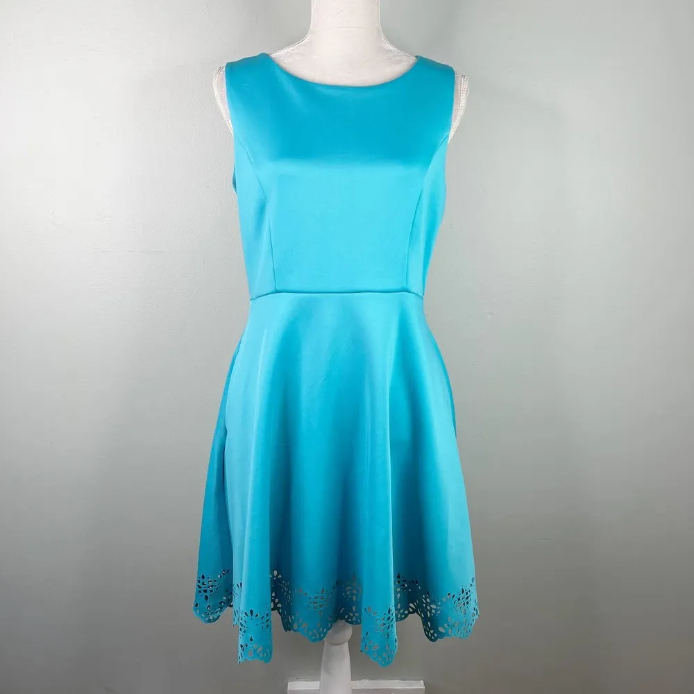 Cynthia Rowley Dress 10 Turquoise Pockets Sleeveless Stretch Cutouts A-Line - Image 72