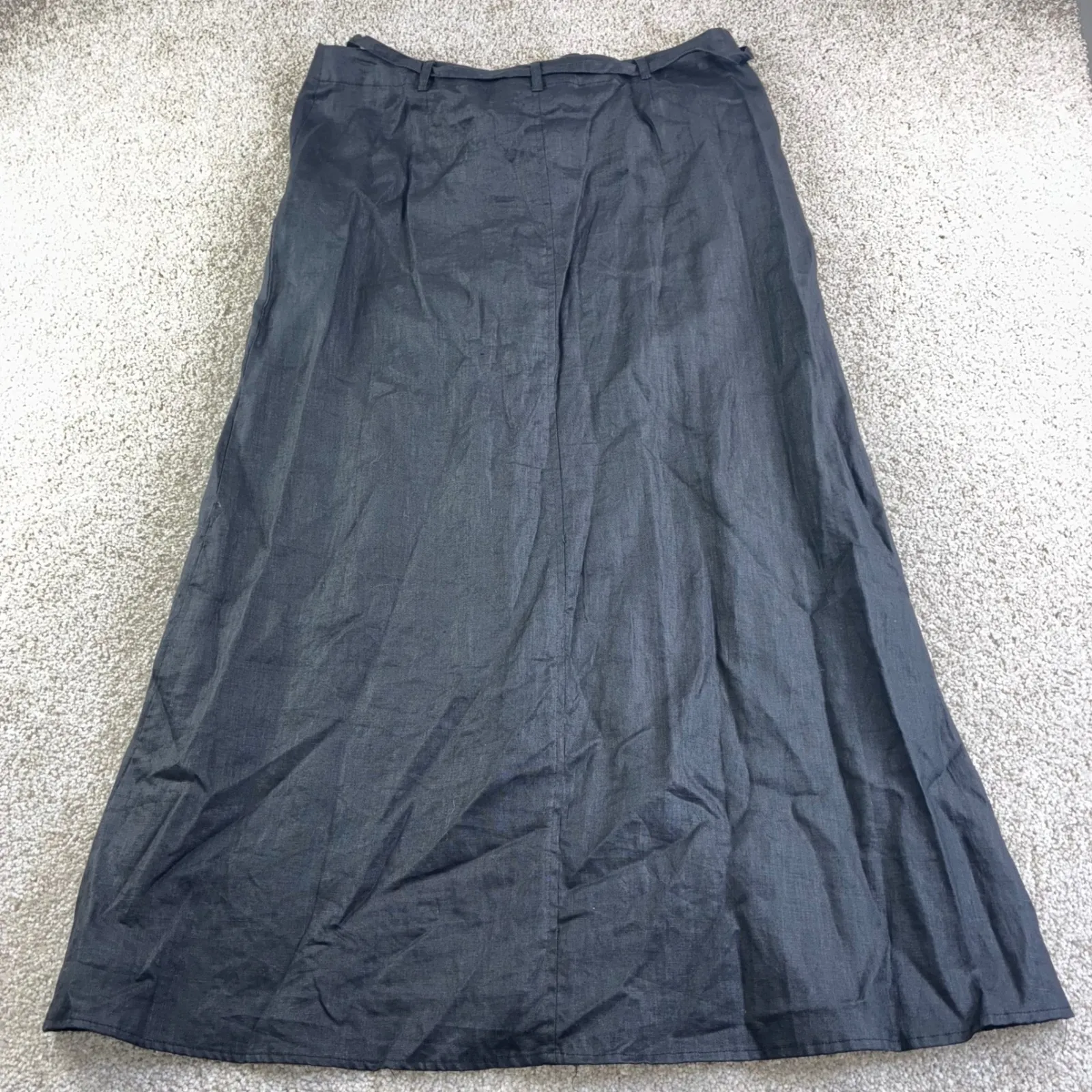 Ecologie Womens 12 Skirt Black Maxi Button Front Tie Waist Linen Luxury Career Size M - Image 5
