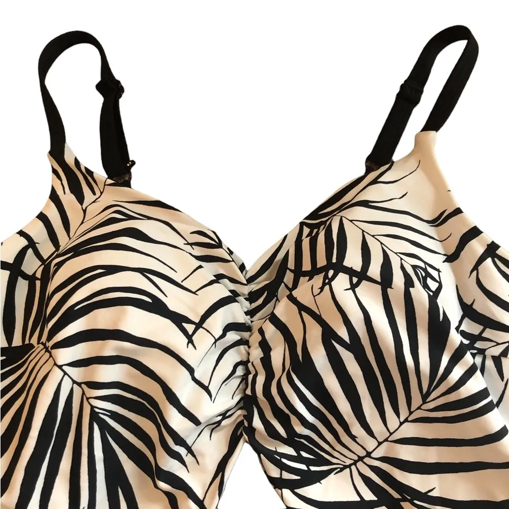 Cacique Swim Black White Palm One Piece Swimsuit 18 Cut~Out Padded Bra Summer - Image 4