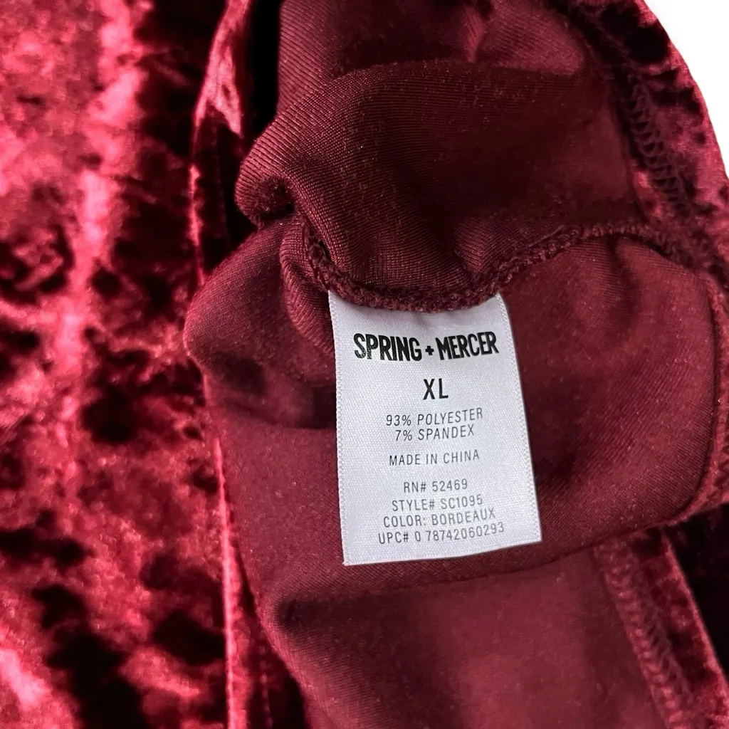 Spring & Mercer Velvet Legging Tee Burgundy Soft Velvet Tunic Top Pocket XL A - Image 4