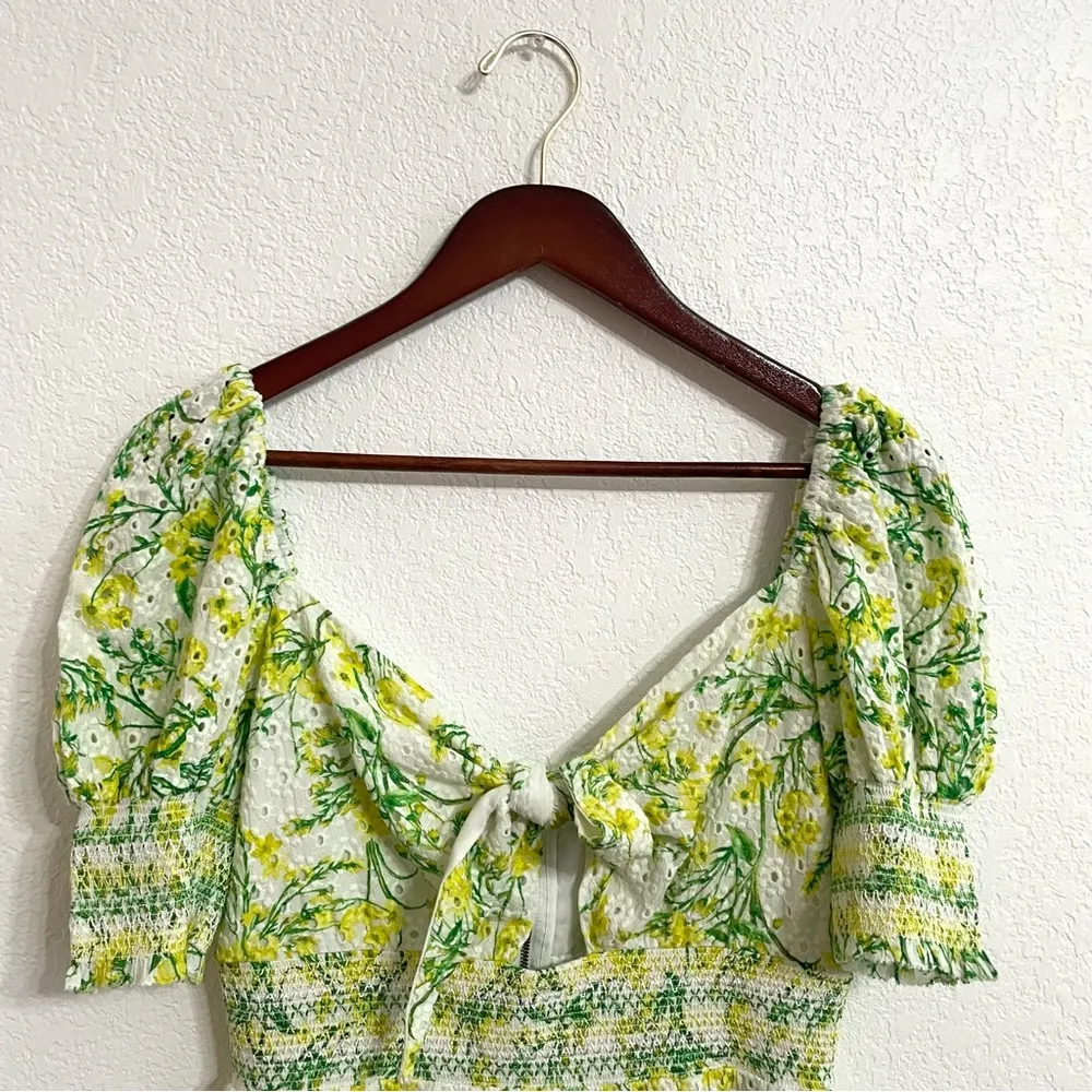 Alice + Olivia Womens Dress Kristie Mini Sun Ditsy Key Hole Tie Front Size 10 - Image 4