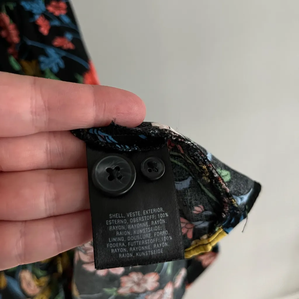 Maeve Anthropologie Floral Fit & Flare Dress Black Botanical Size 6 - Image 8