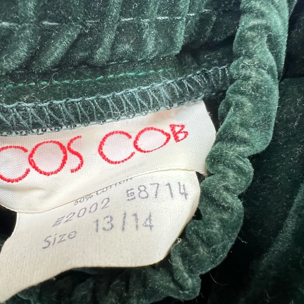 COS COB vintage 13/14 dark green forest nylon velvety structured maxi skirt - Image 5
