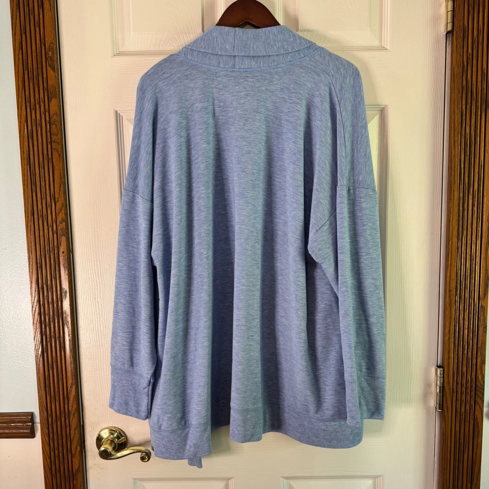 Cupio Drape Front Cardigan‎ Sweater Open Knit Lightweight Blue 2X - Image 9