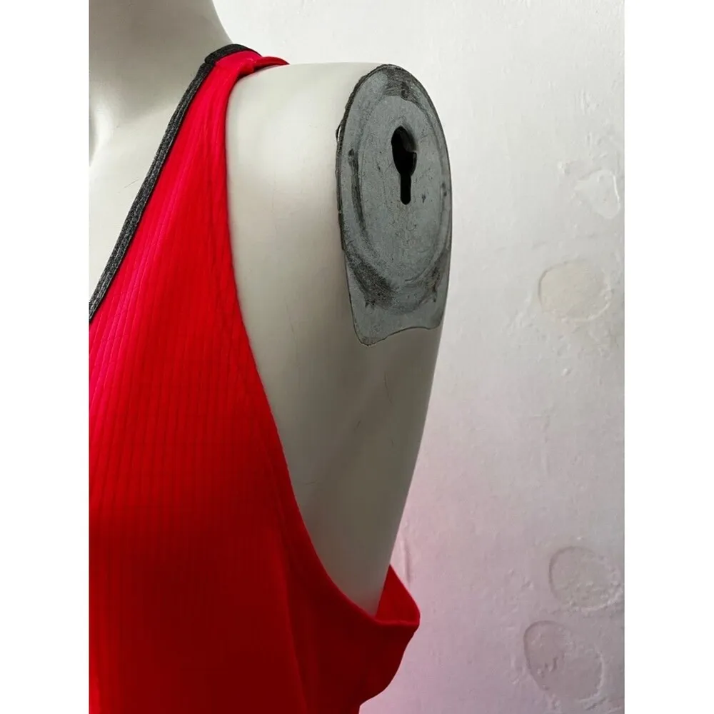 avia hot pink scoop neck strappy gray marbled racerback ribbed tank top size L - Image 6