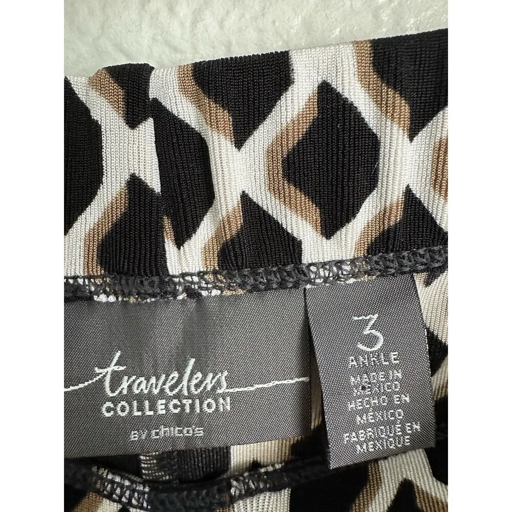 Chicos Travelers Collection Womens Size 3 US 16 Rigmented Geo Slim Print Pants - Image 4