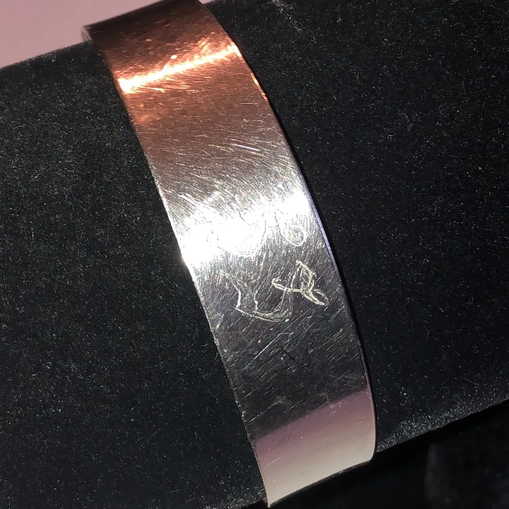 Silver Tone SS Engraved Cuff Bracelet - Image 3