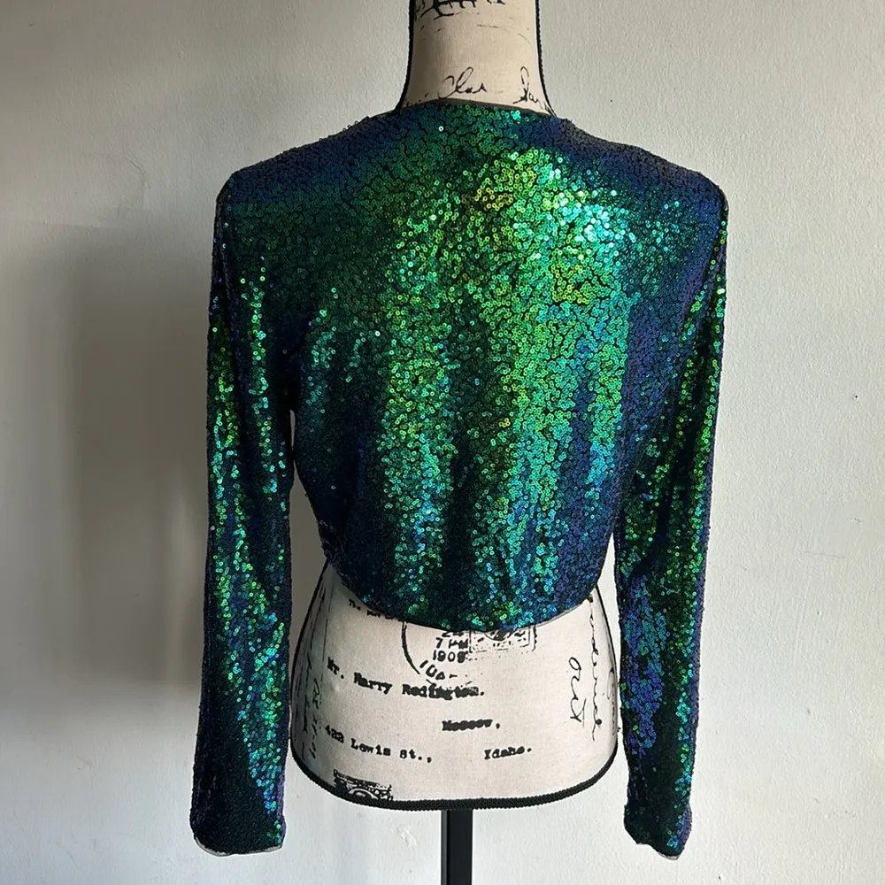 Belle Poque Elegant Retro Sequined Cropped Open Cardigan Jacket Size Medium NWT - Image 7