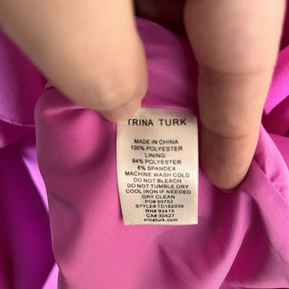 Trina Turk Lambada Cascading Cold Shoulder Fuchsia Womans  Dress in Pink  Size 8 - Image 9