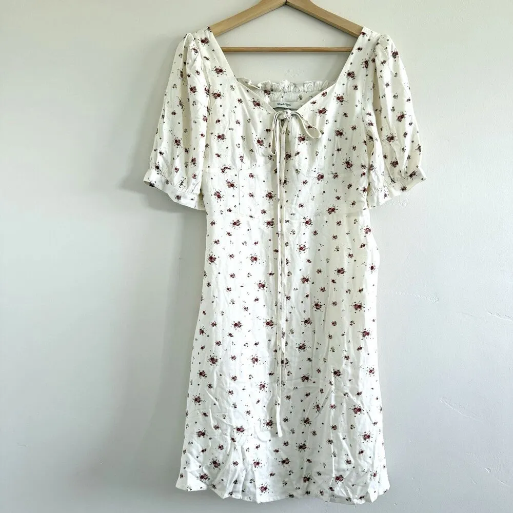 Simple Retro vintage Rosalina Floral Mini Dress coquette romantic floral women M Brown Size M - Image 3