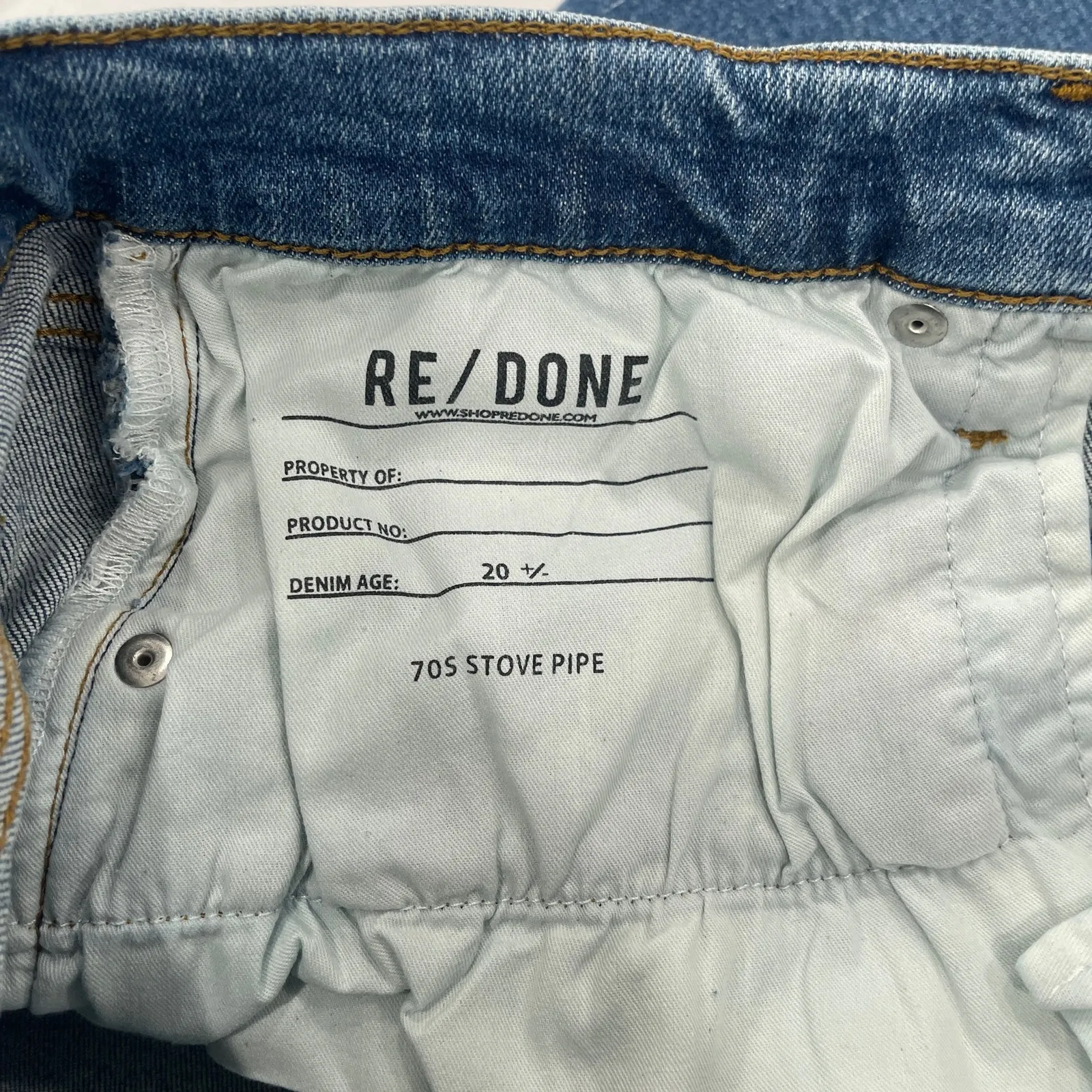 Re/Done Women's Size 31 Stove Pipe 70s Jeans Indigo Storm Blue Straight Leg NWT - Image 4