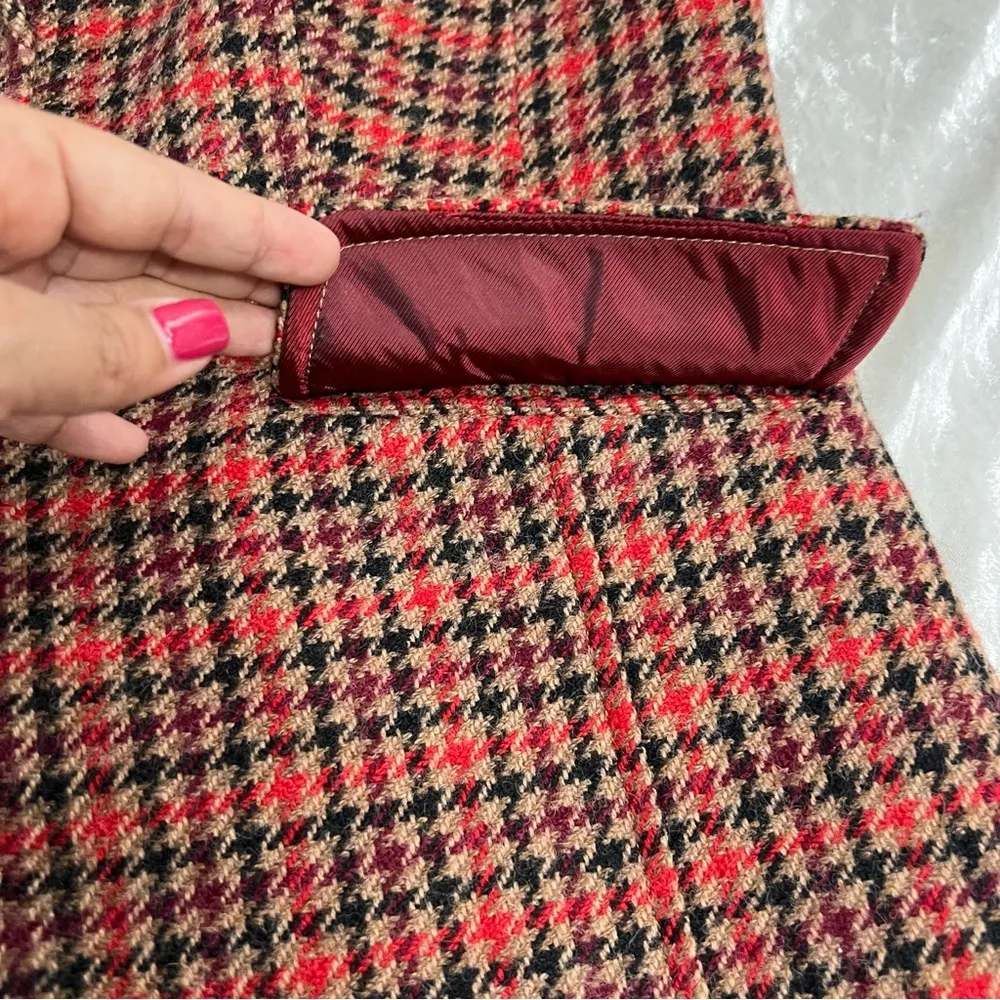 Talbots 8p Aberdeen Houndstooth Check Wool Blend Blazer Two Button Career - Image 4