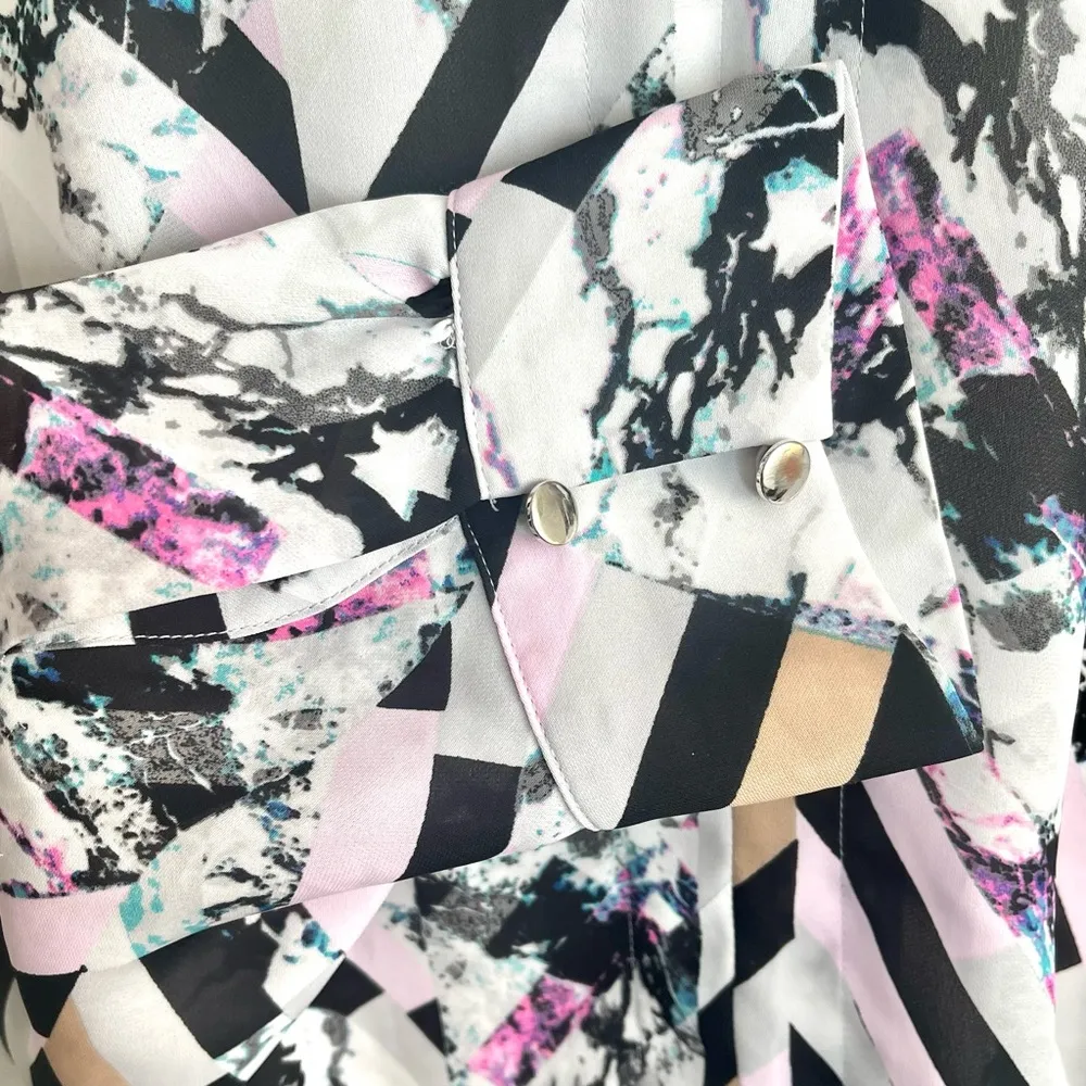 Jennifer Lopez long sleeve blouse with V cut out back button cuff sleeves - Image 5