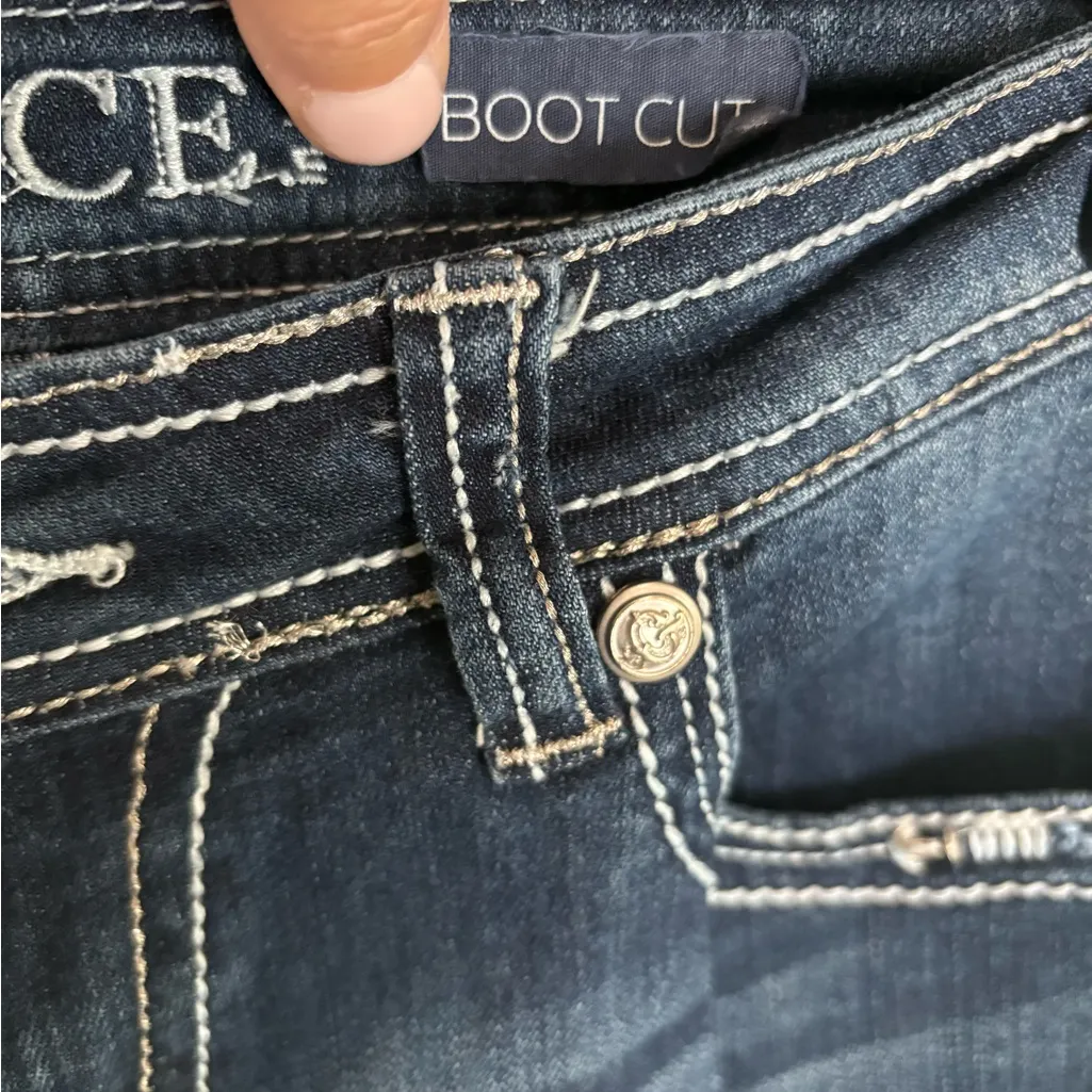 Women's Grace in LA Bootcut Denim Blue Jeans, Aztec, Wide Stitching, 27 - Image 5