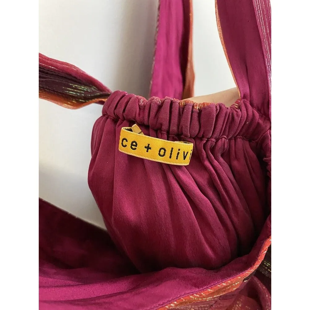 Alice + Olivia Ombre Low V-neck Mini Dress Pink Purple Red Silk Metallic GUC S - Image 7