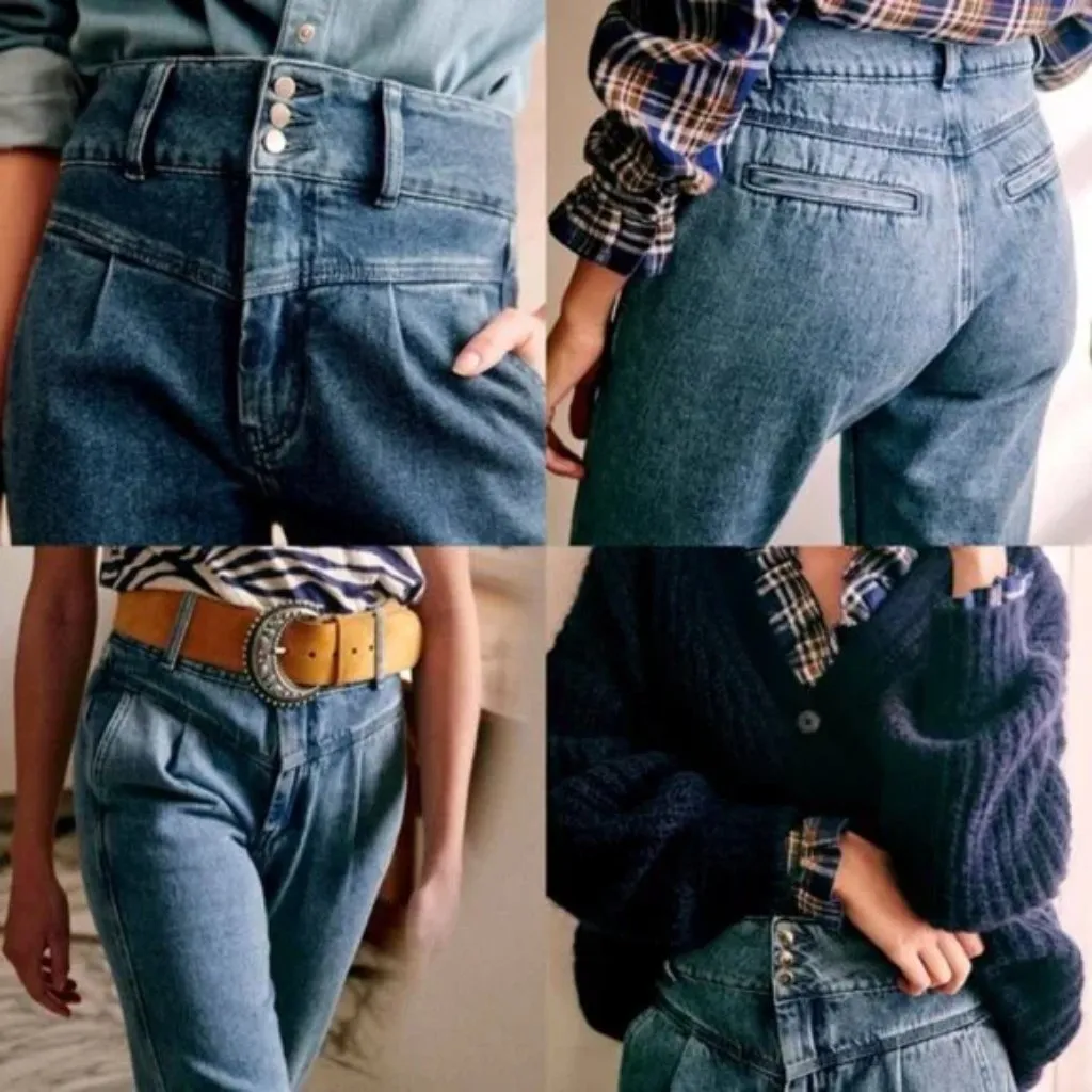 💕SEZANE💕 Sama High Waisted Tapered Jeans ~ Blue Denim 36 EU = US 4 NWT - Image 7