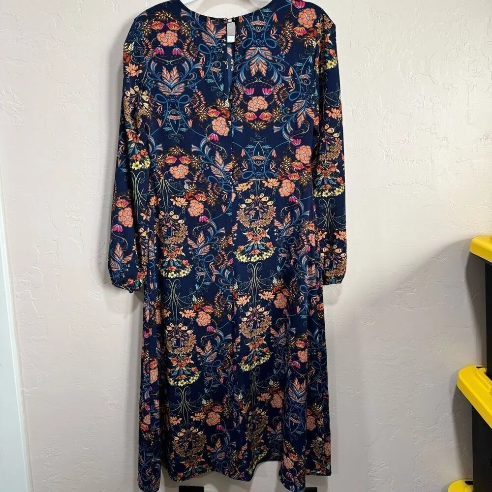 I. Madeline Anthropologie Dress Garden Splendor small Midi A Line Boho Floral Blue - Image 6