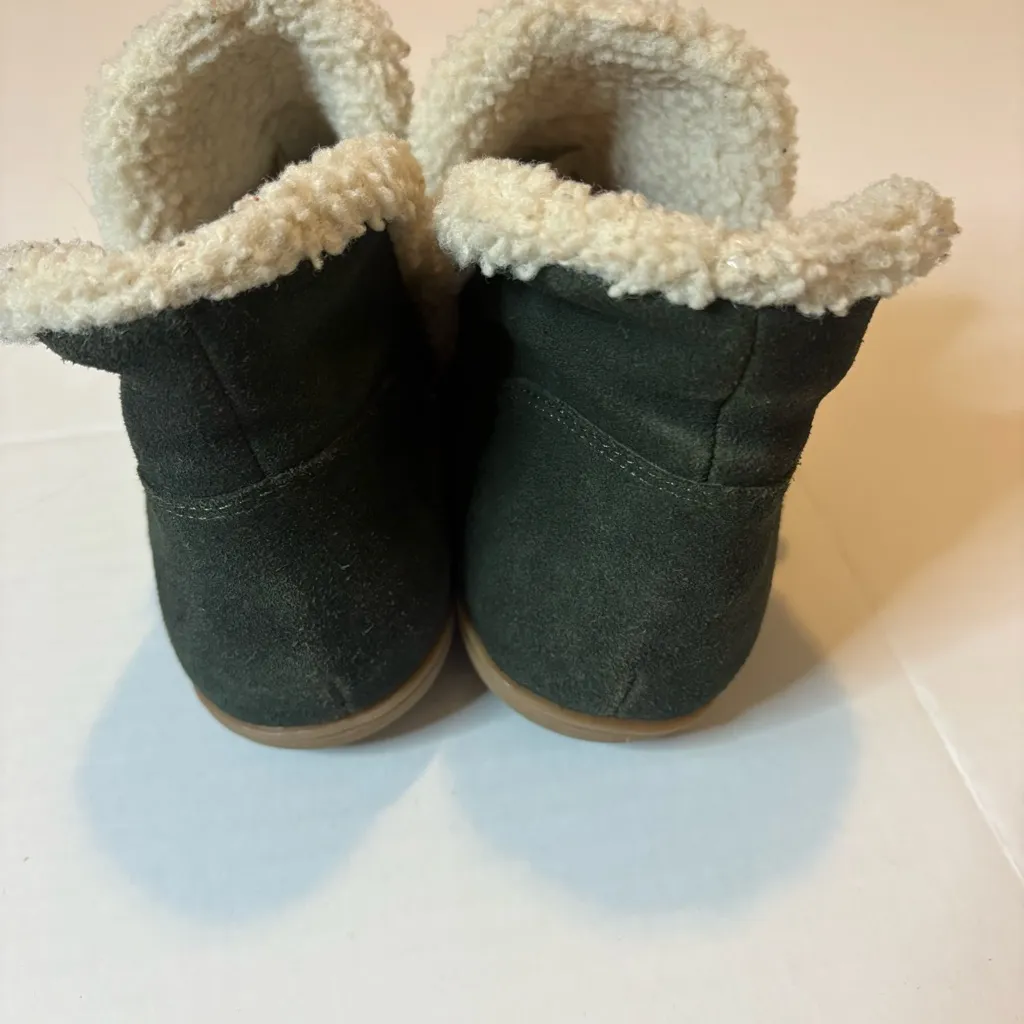 Blondo Women’s Green Suede Leather Booties Faux Fur Lining Waterproof Size 7 - Image 4
