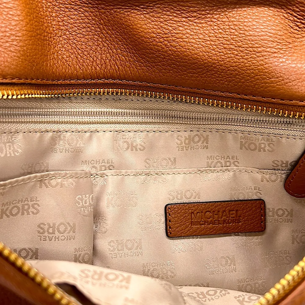 Michael Kors Authentic Rich Cognac Brown and Gold Satchel Purse Bag 👜👜 - Image 7