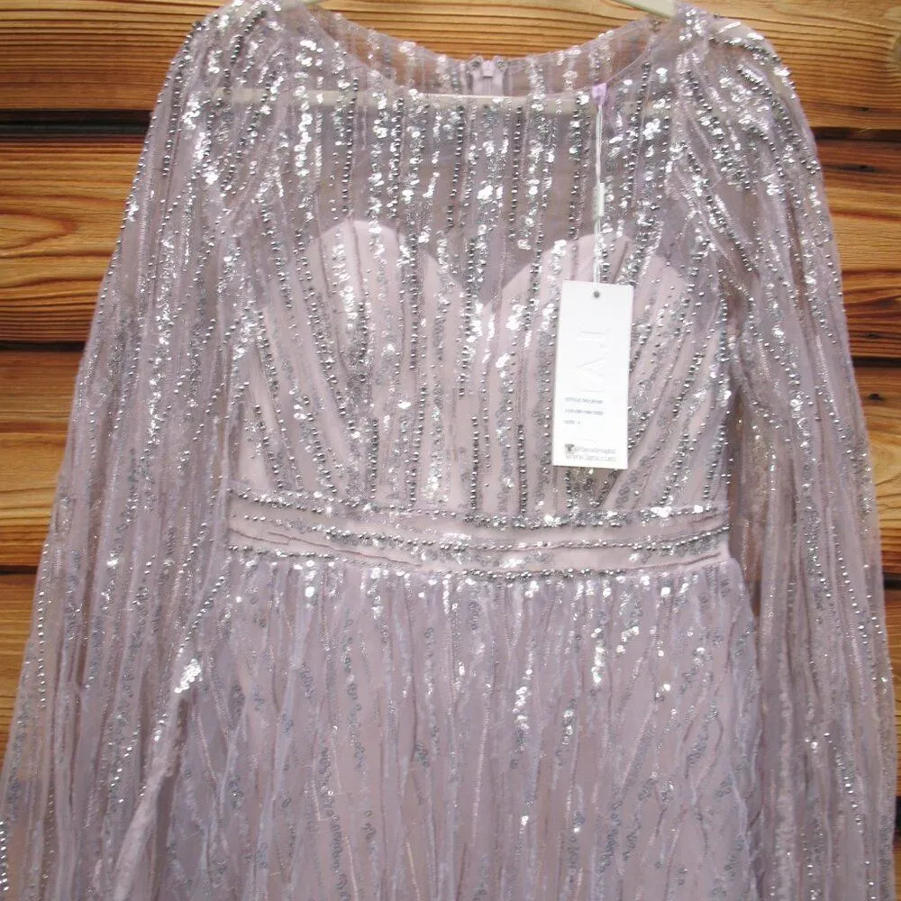 LARA A Line Gown With Long Cape Sleeves Purple Size 10 - Image 6