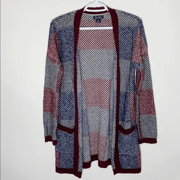 Lucky Brand plaid wool blend open long cardigan size XS - Image 7