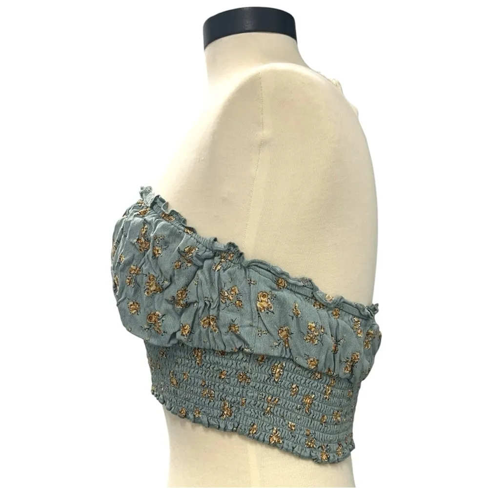 Y2K Cottagecore Garage Garden Fairy Floral Smocked Sleeveless Crop Top Women Lg - Image 4